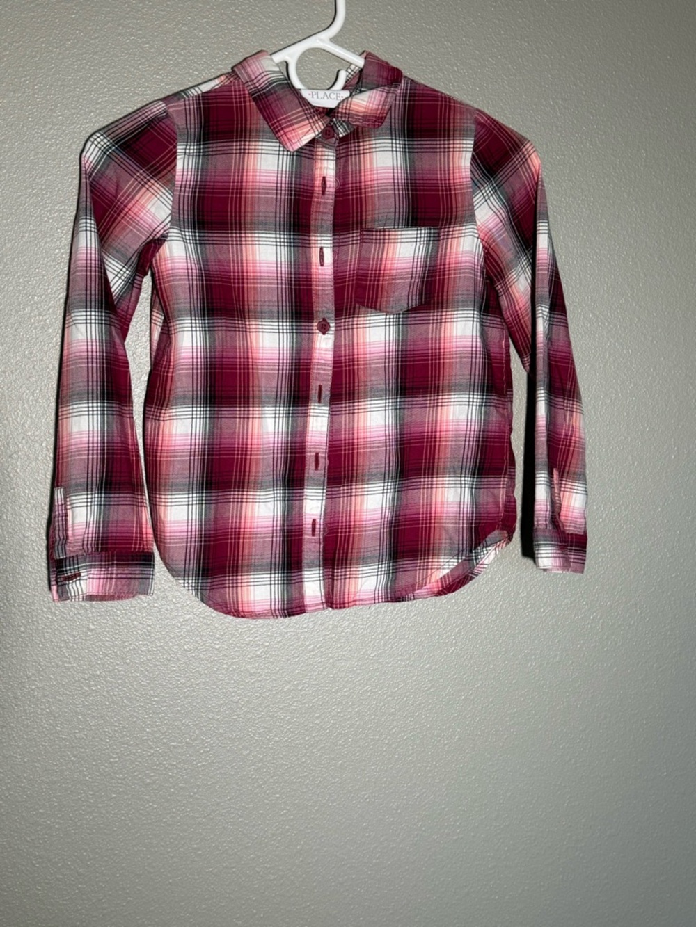 The Children's Place Burgundy, White, Black Plaid Button-Down Shirt